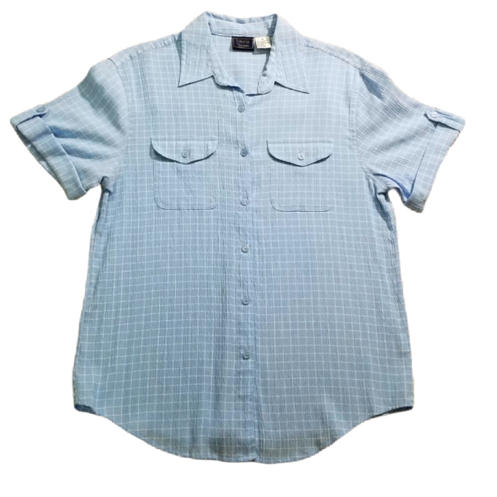 Laura Scott M Baby Blue Lightweight Button Down
